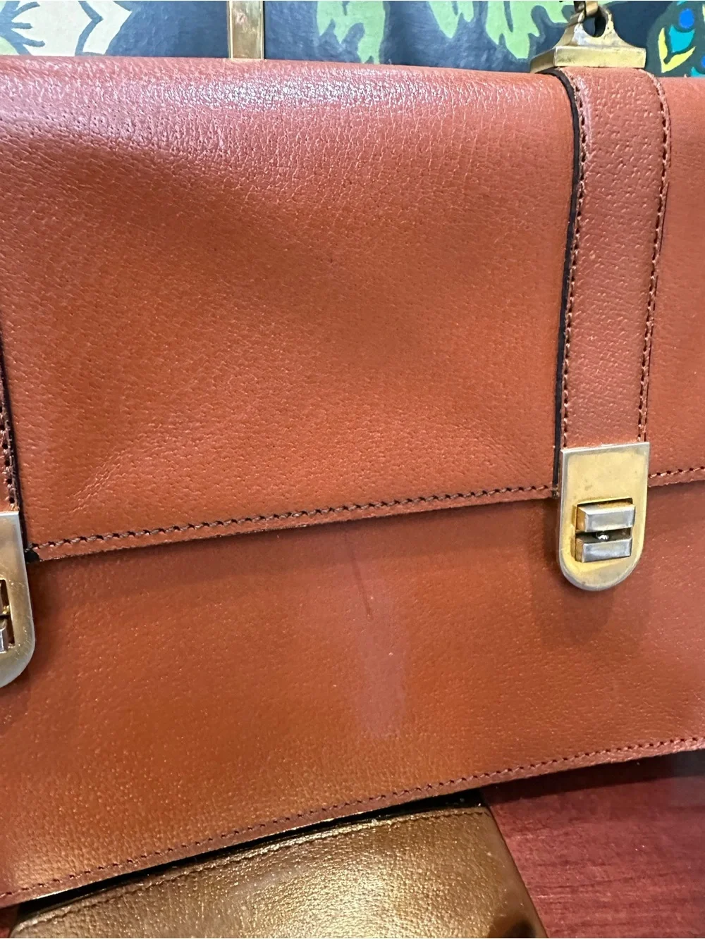 Vintage Bally Made in France Cognac Leather Shoulder Bag Éclair Zipper